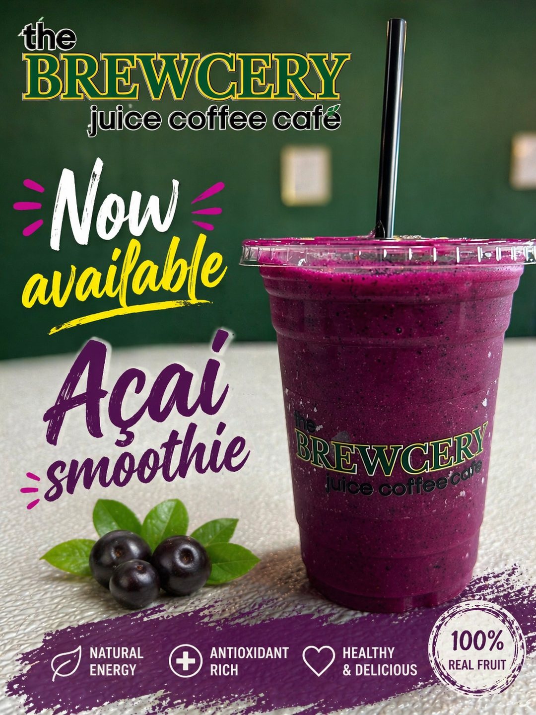 Açaí flyer — açaí blended with berries and banana